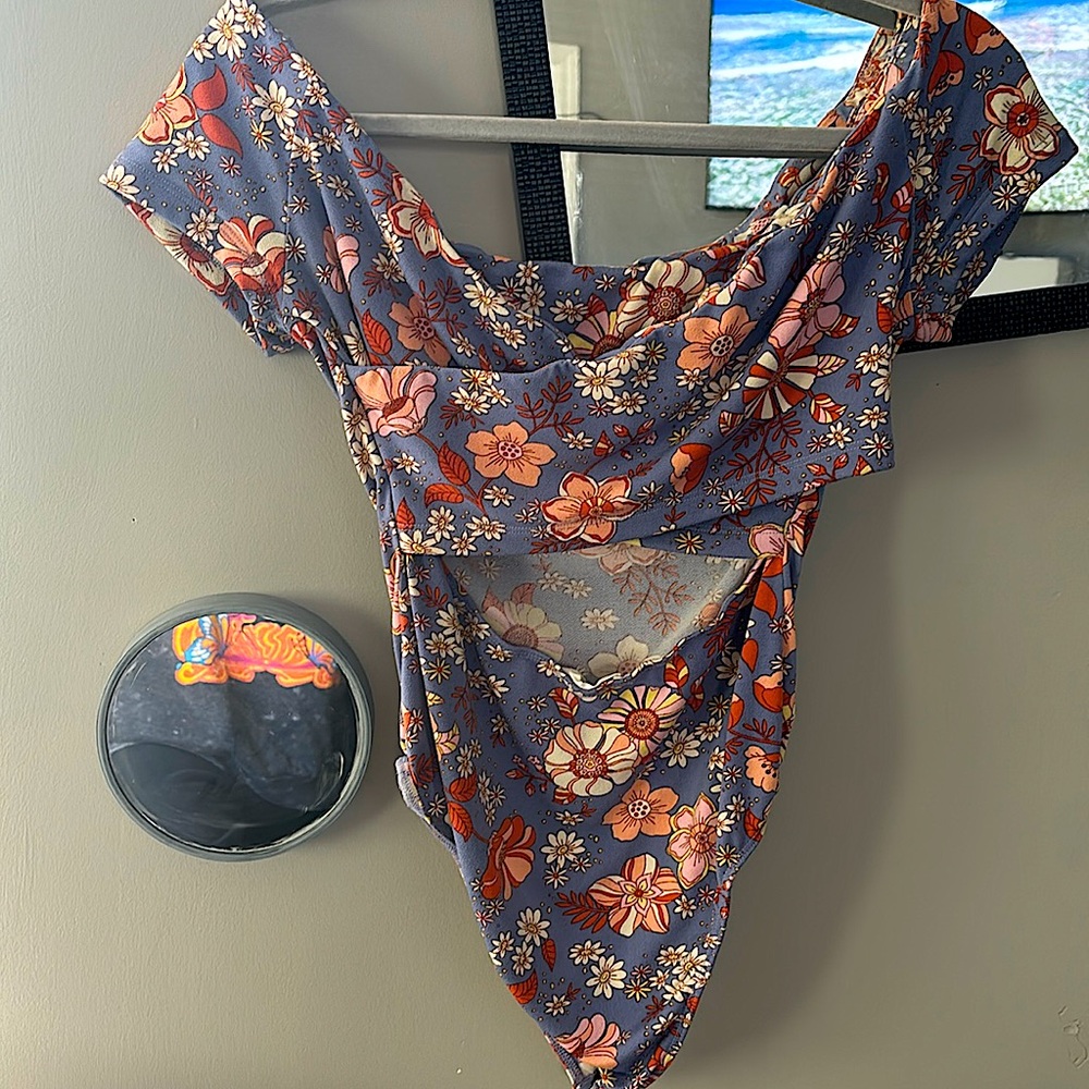 Lush Medium Sized Bodysuit with crossbody open back